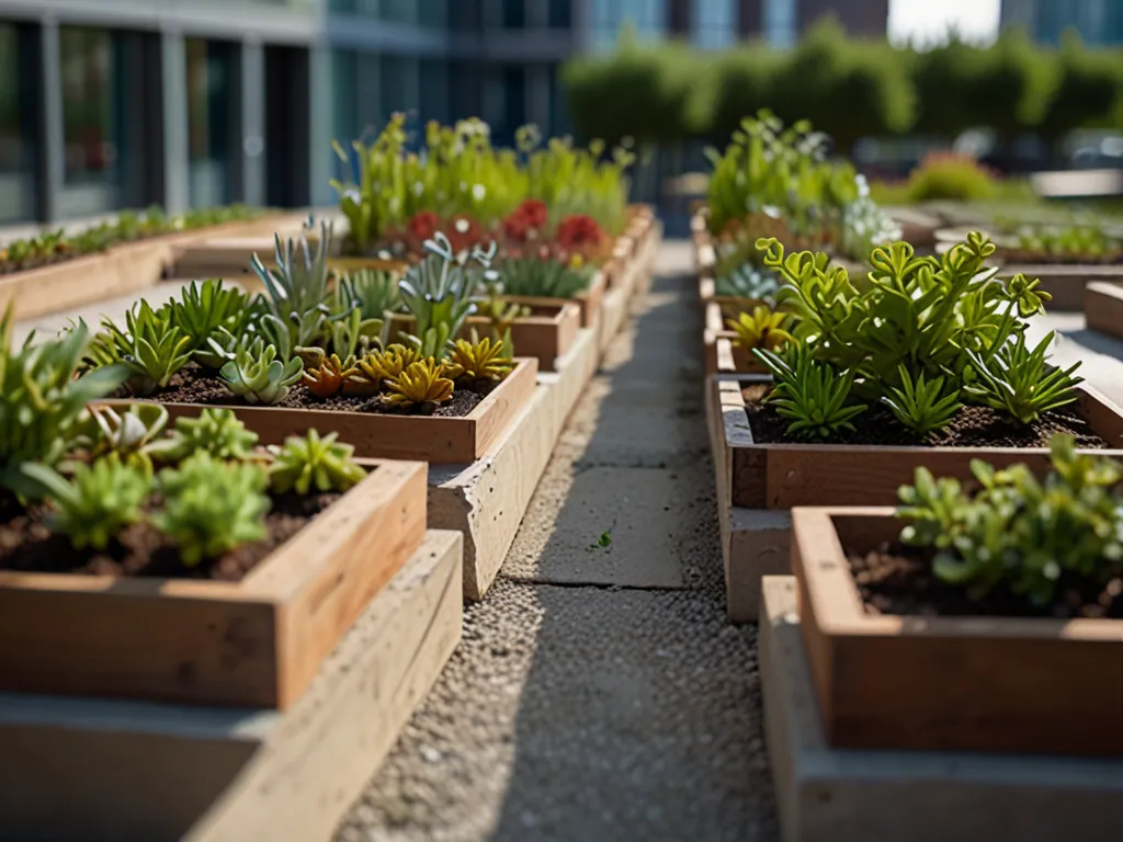 Smart growth management mini-landscape demonstrating intelligent planning systems with well-proportioned plant arrangements